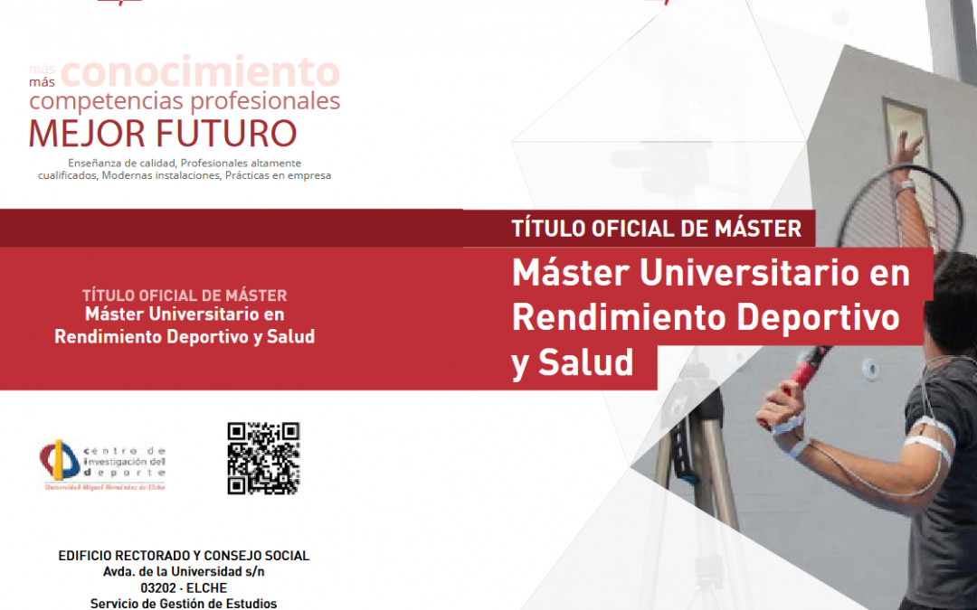 Abierto el plazo de preinscripción para el Máster Universitario en Rendimiento Deportivo y Salud (curso 2026-2027)